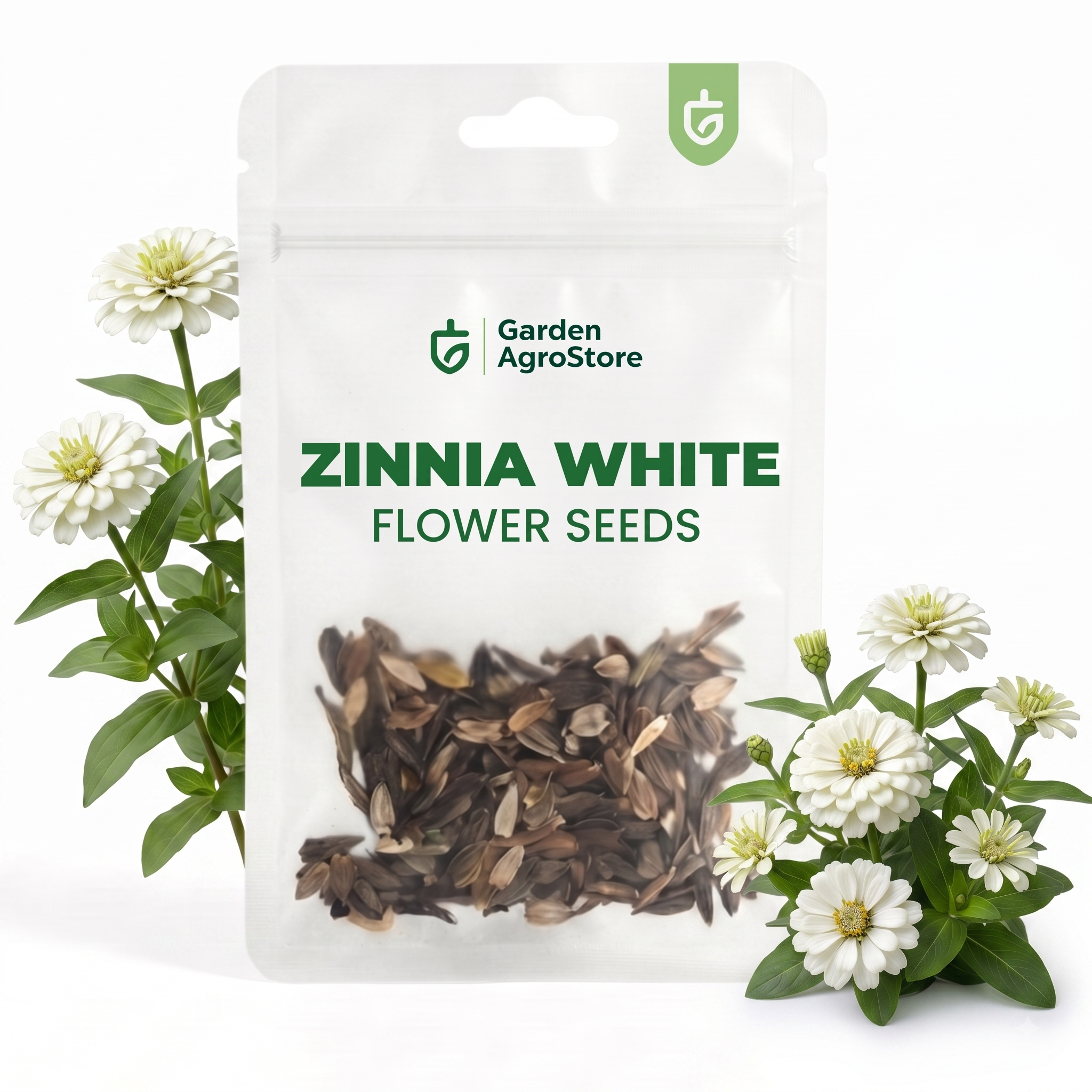 Zinnia White Flower Seeds - 250 Seeds per Packet
