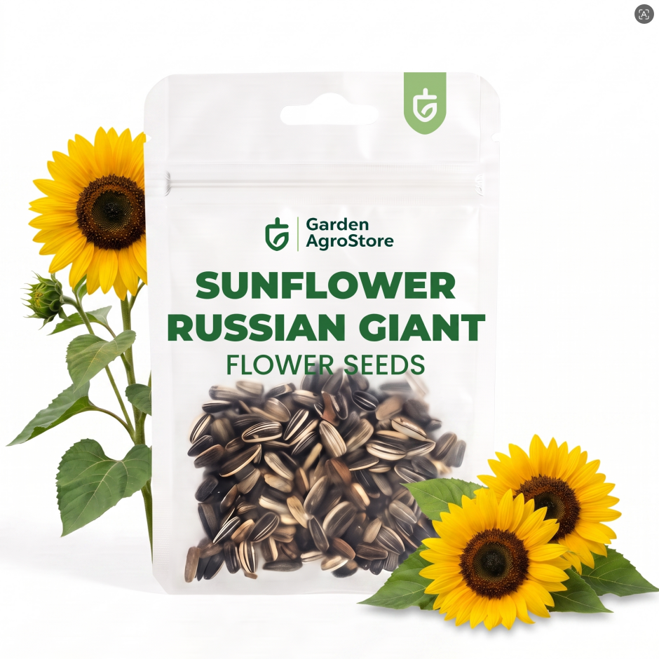 Sunflower Russian Giant Flower Seeds - 200 Seeds per Packet by Garden AgroStore